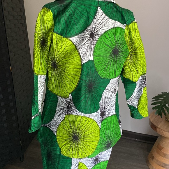 Green Print Blazer & Skirt Matching Sets - Picture 6 of 9